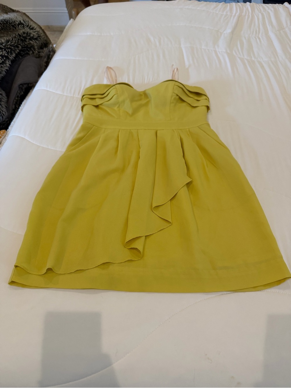 BCBG Strapless Party Dress with Ruffle Detail